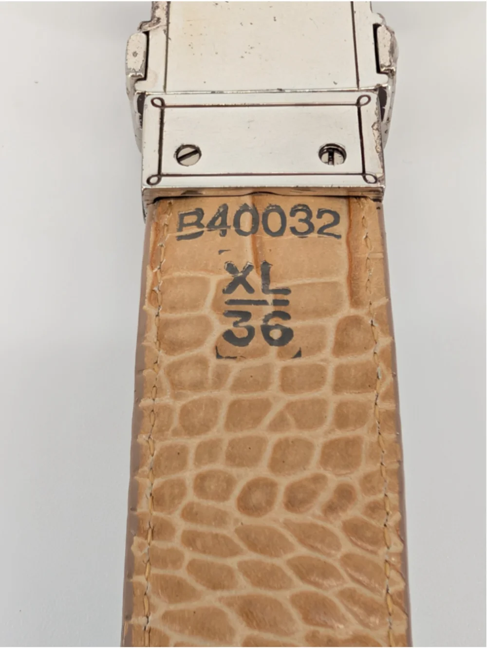 Brighton B40032 Reversible White Tan Croc Embossed Leather Belt XL 36